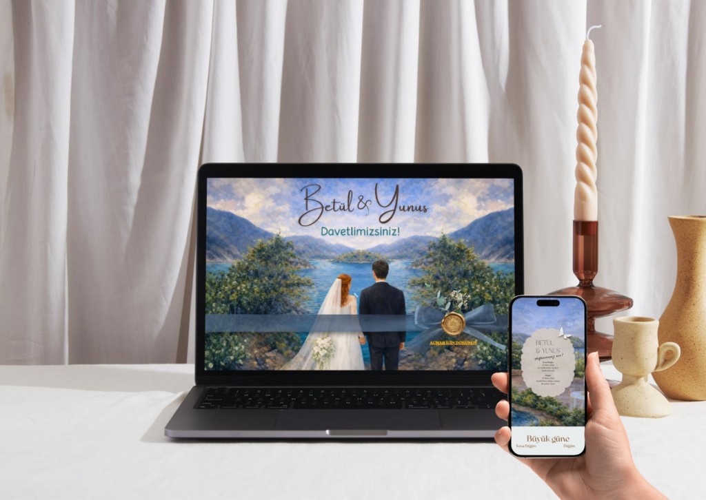 Dijital davetiye tablet görseli